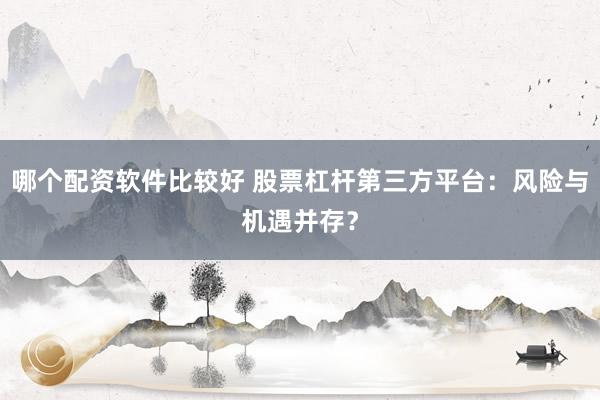 哪个配资软件比较好 股票杠杆第三方平台：风险与机遇并存？