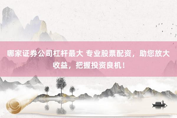 哪家证券公司杠杆最大 专业股票配资，助您放大收益，把握投资良机！