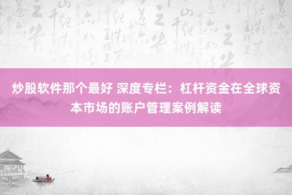 炒股软件那个最好 深度专栏：杠杆资金在全球资本市场的账户管理案例解读